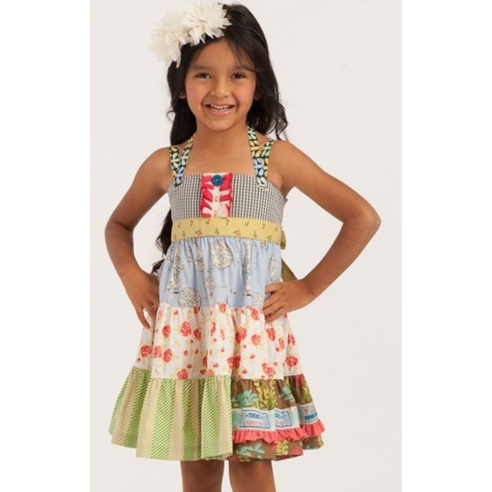 Matilda Jane Girls Circus Admit One Halter Ellie Dress‎ Size 4 Floral